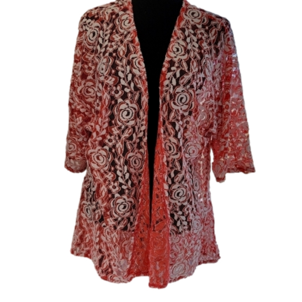EUC LulaRoe☆ Coral Lace Cardigan Size Small